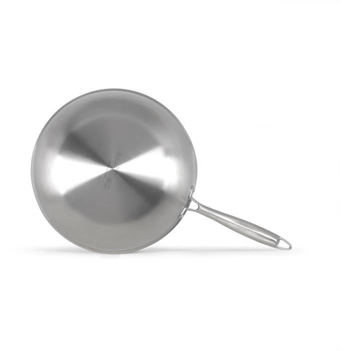 Wok en acier inoxydable - LIVOO - MEP162 - Ř 28 cm - Acier inoxydable - Tous feux dont induction et four - Made in France