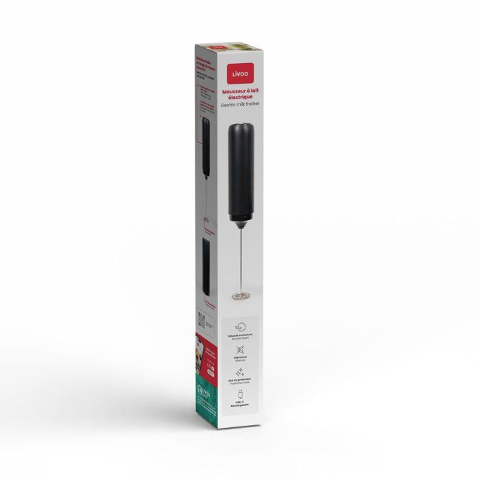 Mousseur a lait électrique rechargeable - LIVOO - DOD225N - Fonctionne par simple pression - Noir