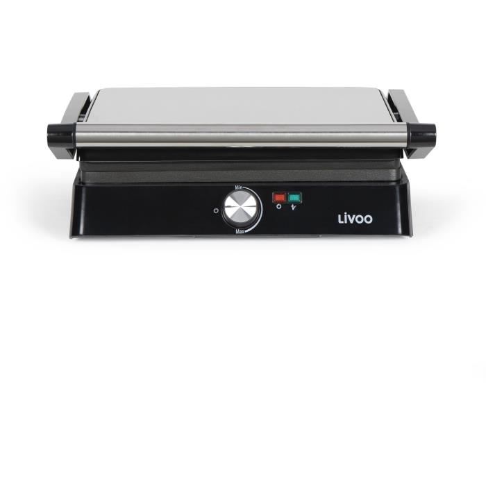 Grill viande et panini - LIVOO - DOC223 - 2200W - 2 plaques - Antiadhésif - Surface de cuisson de 29 x 23 cm - Témoins lumineux