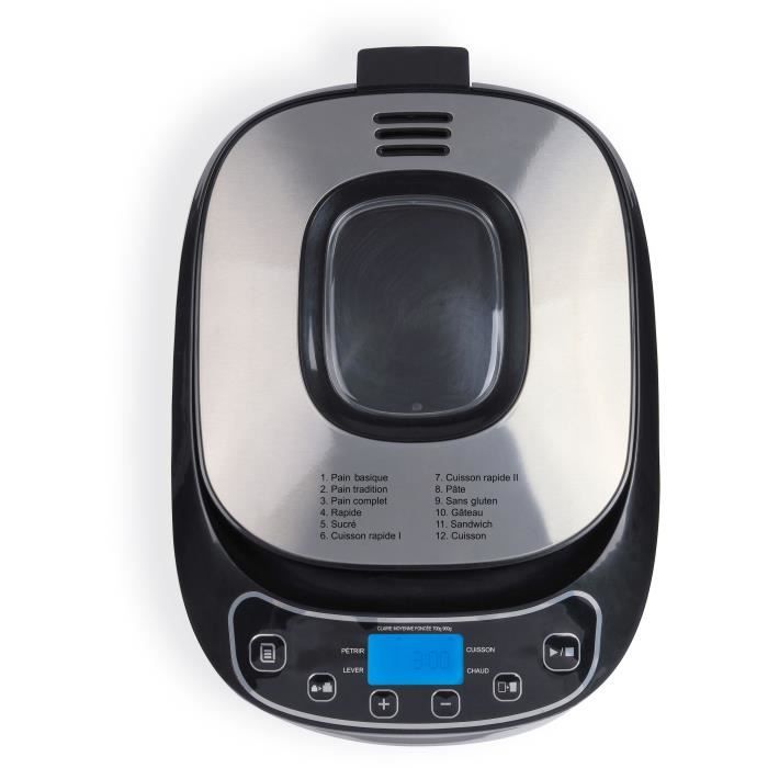 Machine a pain - LIVOO - DOP218 - 550W - 12 programmes - Cuve amovible en aluminium - Ecran LCD - 3 accesssoires inclus