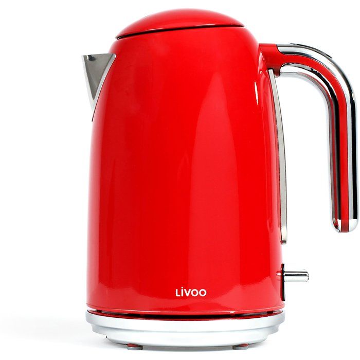 Bouilloire rétro - LIVOO - DOD180R - 2200 W - 1,7 L - Socle 360° - Rouge