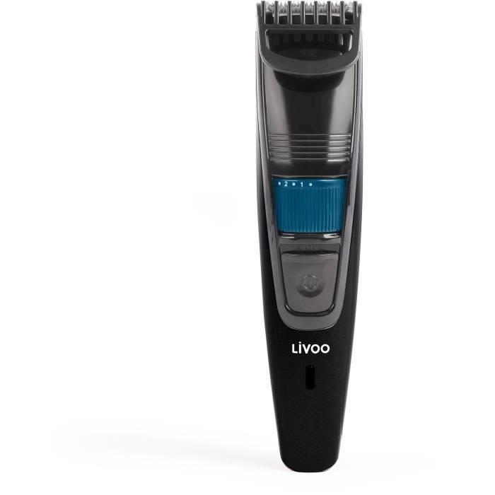 Tondeuse a barbe rechargeable - LIVOO - DOS186 - 5 W - 90 min - Jusqu'a 10 mm - 20 longueurs - Noir / Bleu