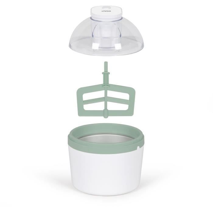 Sorbetiere - LIVOO - DOM461 - 12W - 1L - Cuve aluminium - Pâle de mélange, moule pour 7 glaces, 7 bâtonnets inclus