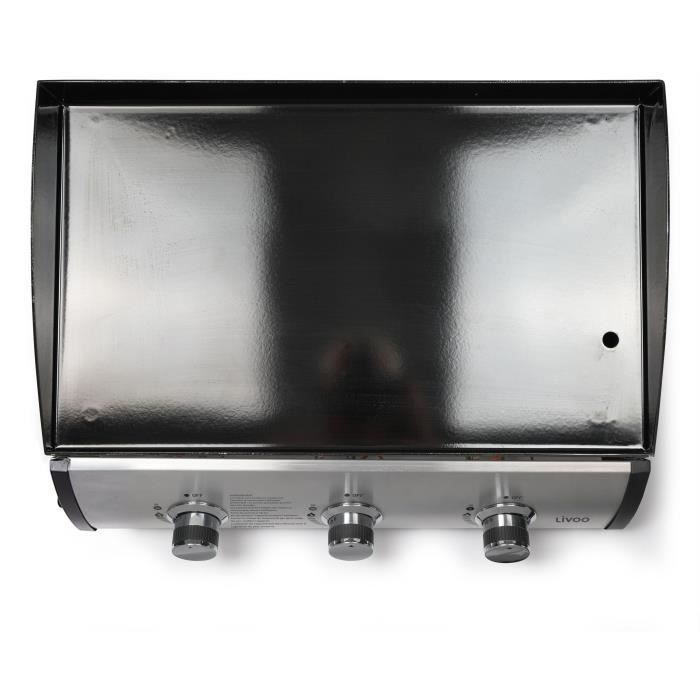 Plancha gaz - LIVOO - 3 bruleurs - 61 x 38 cm - DOC277