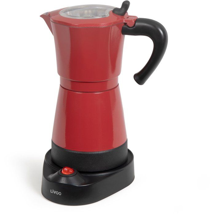 Cafetiere italienne électrique - LIVOO - DOD117RC - 480 W - 300 ml - 6 tasses - Rouge / Noir
