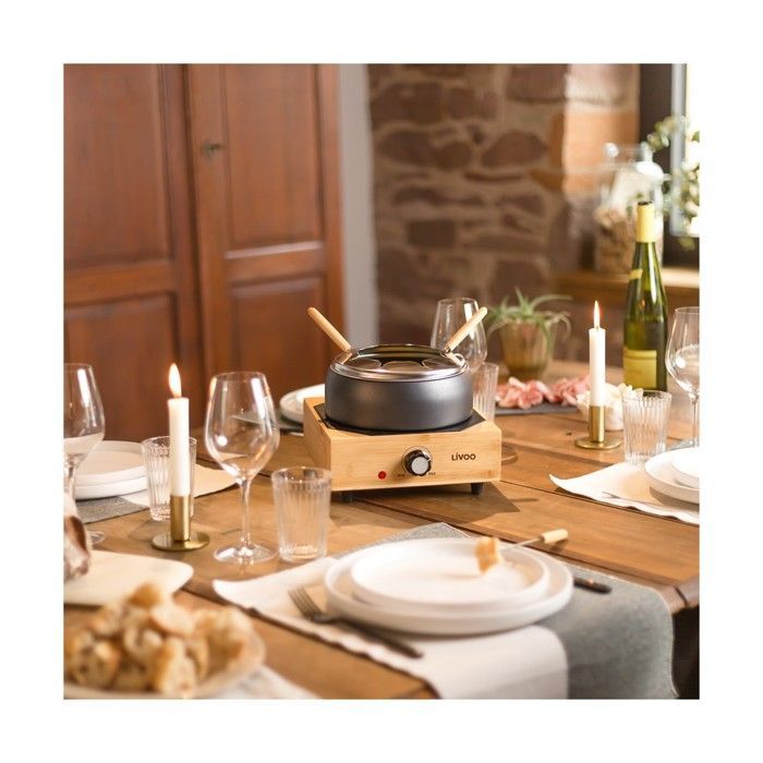 Appareil a fondue électrique - LIVOO - DOC287 - 800W - 2L - 8 personnes - Thermostat ajustable - Caquelon antiadhésif sans PFAS