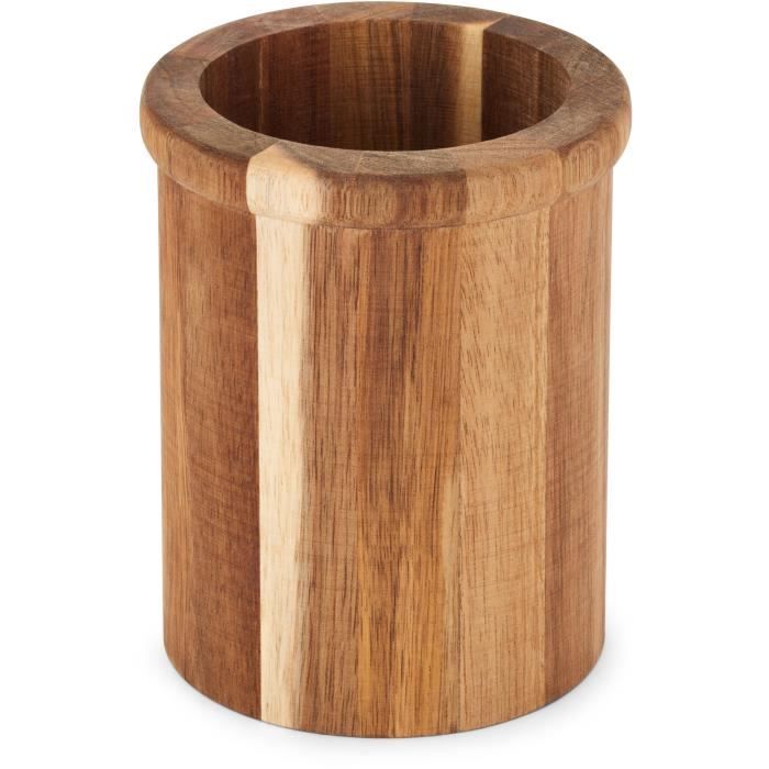 Set de 4 ustensiles avec pot - LIVOO - MES153G - Pot et ustensiles acacia FSC - En silicone 31 cm - Pot 15 sx 12 cm