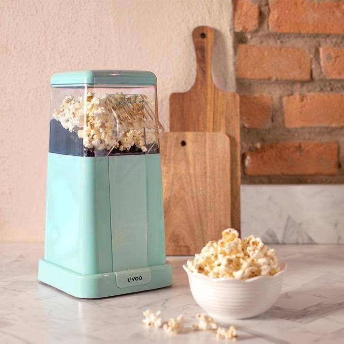 Machine a pop-corn - LIVOO - DOM497 - 1200W - 100g de mais - Arret automatique - Couvercle doseur - Protection contre la surchauffe