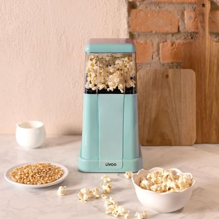 Machine a pop-corn - LIVOO - DOM497 - 1200W - 100g de mais - Arret automatique - Couvercle doseur - Protection contre la surchauffe