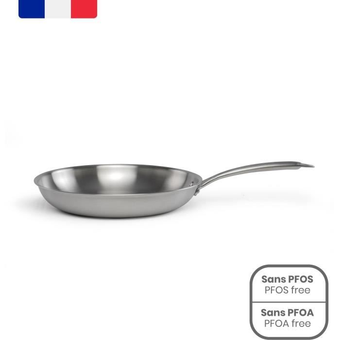 Poele Acier inoxydable 18/10 Triply Brigade 20 cm - LIVOO - MEP157 - Tous feux dont induction - Made in France