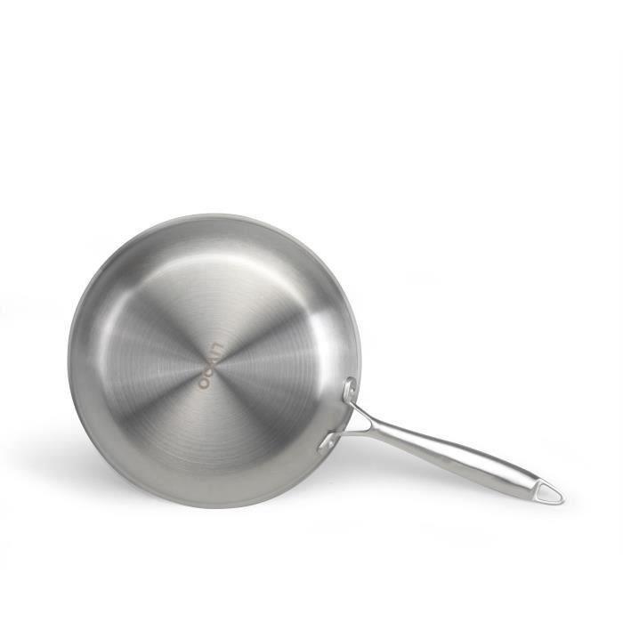 Poele Acier inoxydable 18/10 Triply Brigade 24 cm - LIVOO - MEP158 - Tous feux dont induction - Made in France