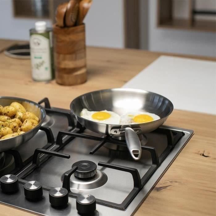 Poele Acier inoxydable 18/10 Triply Brigade 24 cm - LIVOO - MEP158 - Tous feux dont induction - Made in France