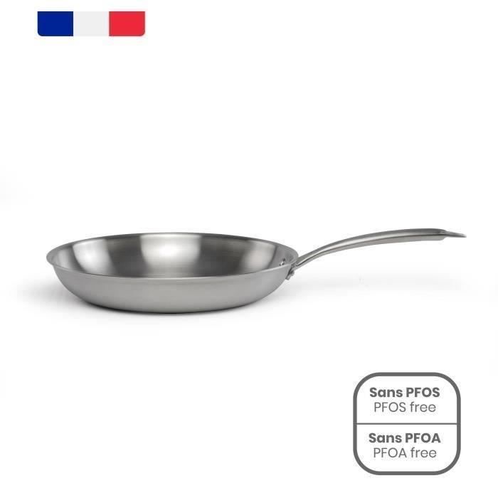 Poele Acier inoxydable 18/10 Triply Brigade 24 cm - LIVOO - MEP158 - Tous feux dont induction - Made in France