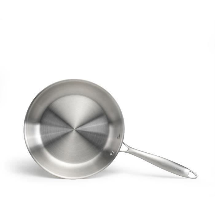 Poele Acier inoxydable 18/10 Triply Brigade 24 cm - LIVOO - MEP158 - Tous feux dont induction - Made in France
