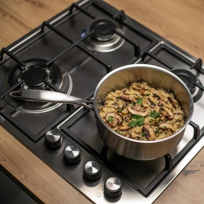 Casserole en acier inoxydable 18/10 Brigade 20 cm - LIVOO - MEP161 - Acier inox. Triply - Tous feux dont induction - Made in France