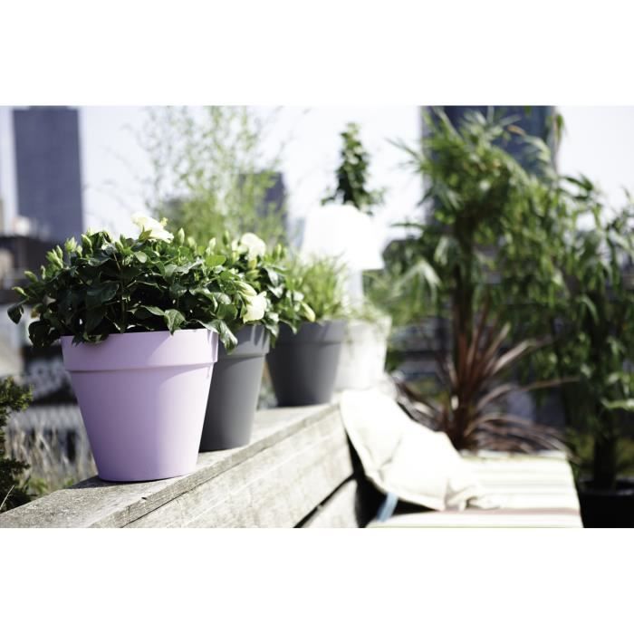 ELHO Pot de fleurs rond Loft Urban - Ø 19.3 x 17.5 cm - Gris chaud