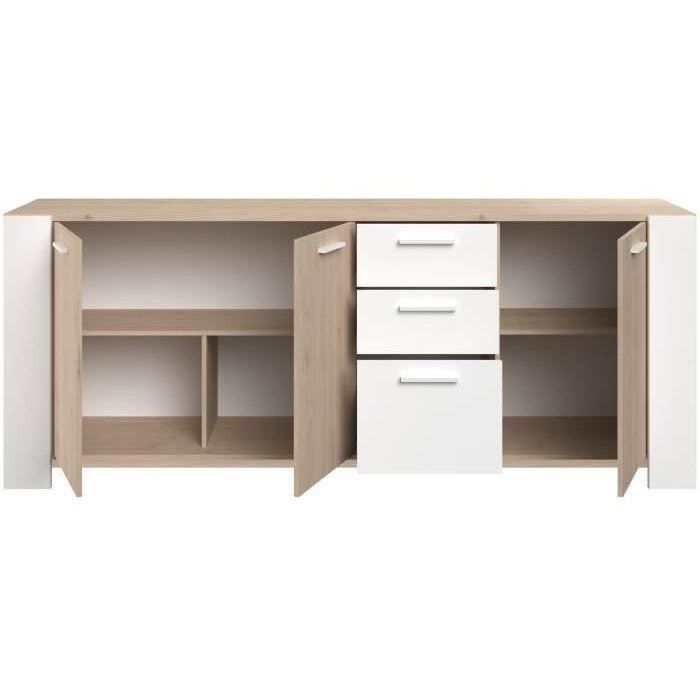 Buffet bas - LOFT - Chene / Blanc - 3 portes - 3 tiroirs - PARISOT