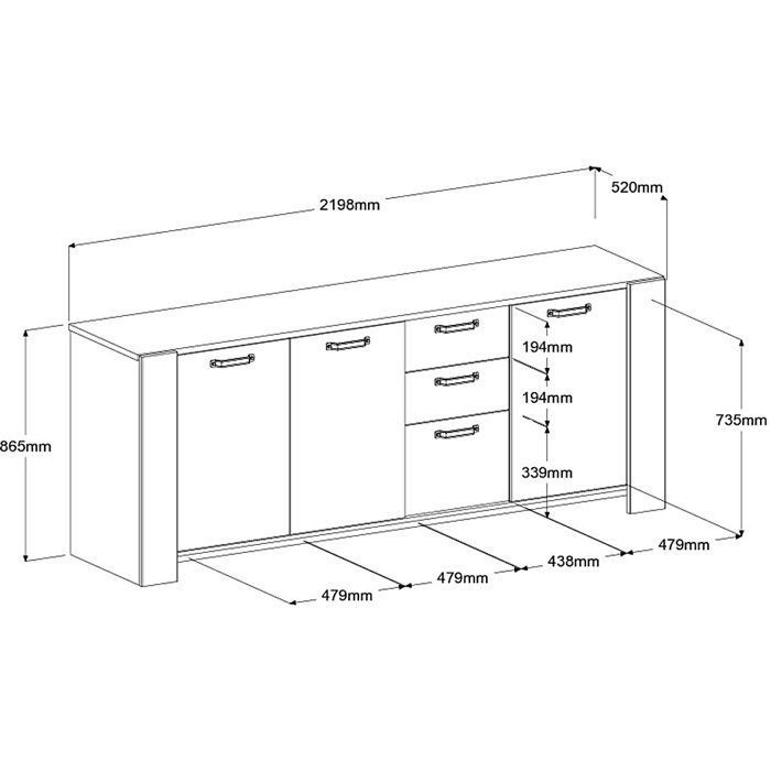 Ensemble Buffet et Table rectangulaire - Style Scandinave - LOFT - Chene / Blanc - PARISOT