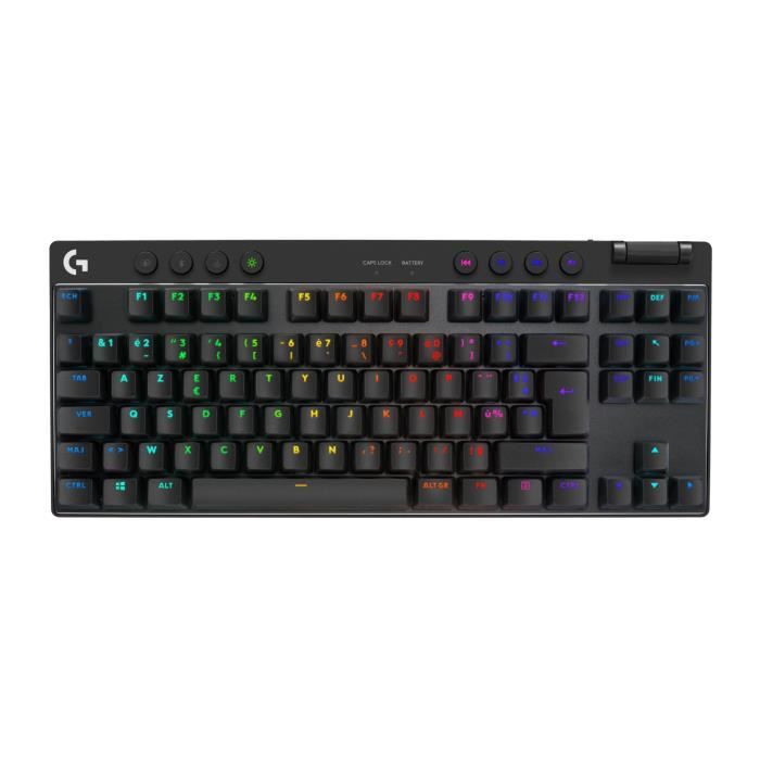 Clavier gamer - Sans fil - Logitech G Pro X TKL Lightspeed - AZERTY - Mécanique - Rétroéclairé - Noir