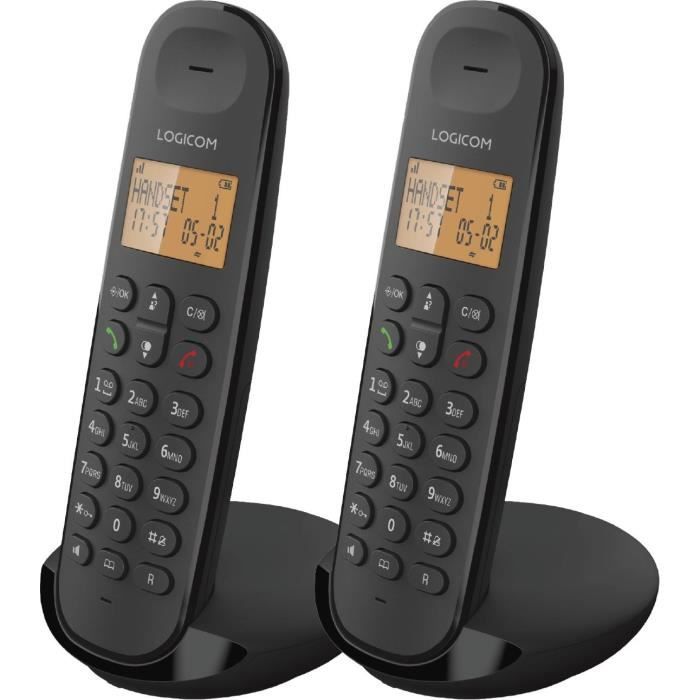 TÈlÈphone fixe sans fil - LOGICOM - DECT ILOA 250 DUO - Noir - Sans rÈpondeur