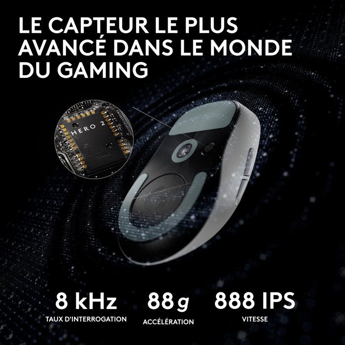 Souris gamer - Sans fil - Logitech G - Pro X Superlight 2 Lightspeed - Blanche