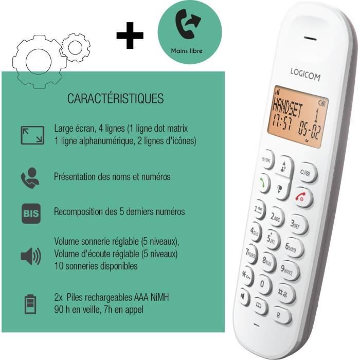 Téléphone fixe sans fil - LOGICOM - DECT ILOA 150 SOLO - Taupe - Sans répondeur