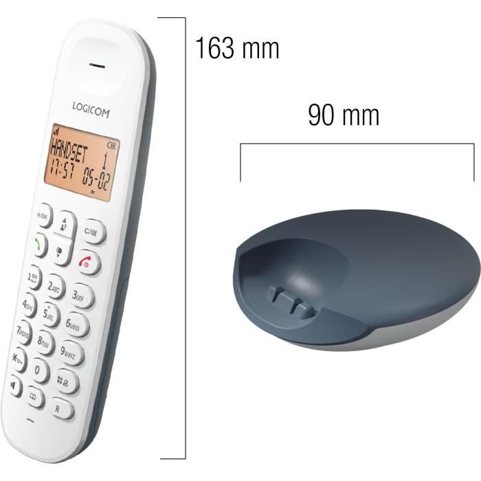 TÈlÈphone fixe sans fil - LOGICOM - DECT ILOA 150 SOLO - Ardoise - Sans rÈpondeur