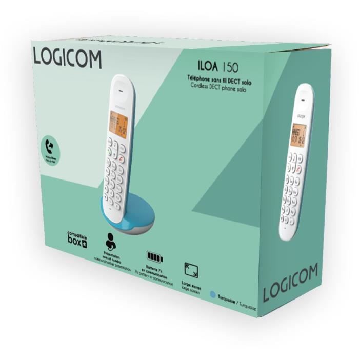 TÈlÈphone fixe sans fil - LOGICOM - DECT ILOA 150 SOLO - Turquoise - Sans rÈpondeur