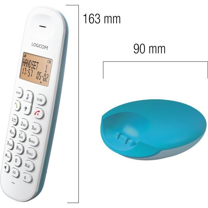 TÈlÈphone fixe sans fil - LOGICOM - DECT ILOA 150 SOLO - Turquoise - Sans rÈpondeur