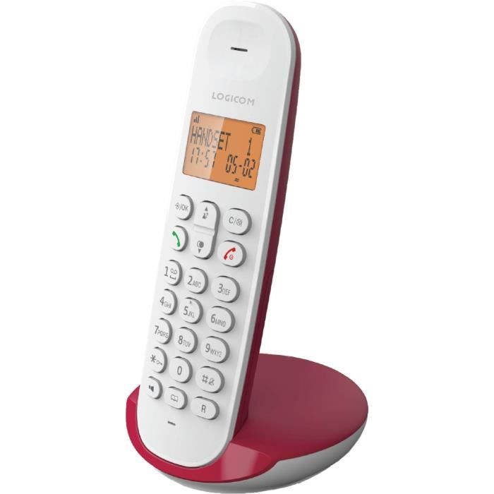 TÈlÈphone fixe sans fil - LOGICOM - DECT ILOA 150 SOLO - Framboise - Sans rÈpondeur