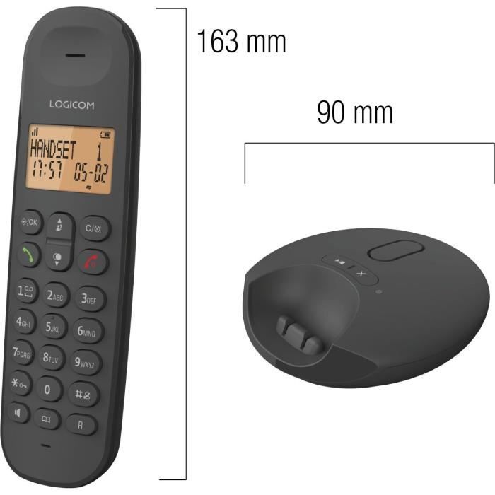 TÈlÈphone fixe sans fil - LOGICOM - DECT ILOA 155T SOLO - Noir - Avec rÈpondeur