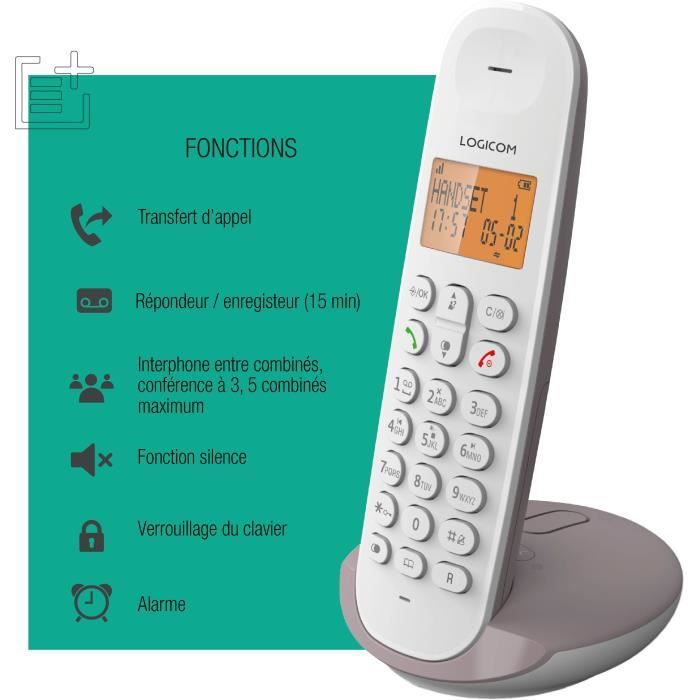 TÈlÈphone fixe sans fil - LOGICOM - DECT ILOA 155T SOLO - Taupe - Avec rÈpondeur