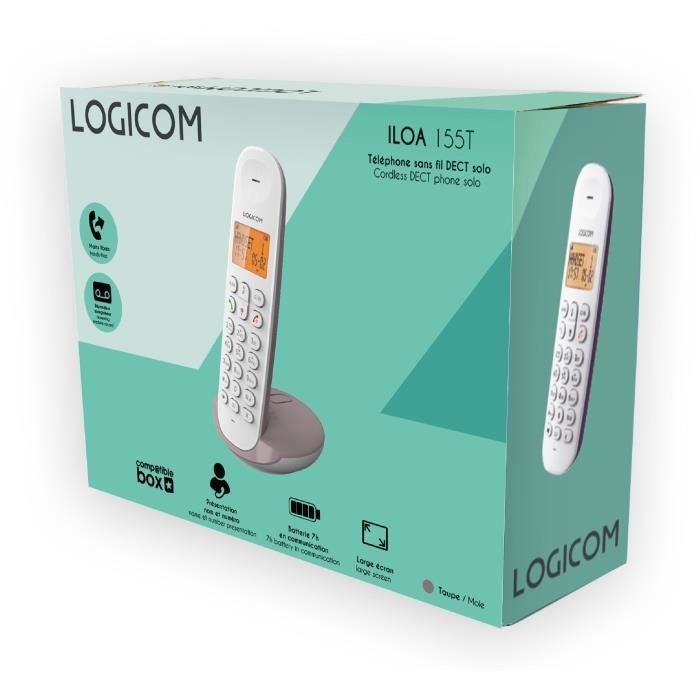 TÈlÈphone fixe sans fil - LOGICOM - DECT ILOA 155T SOLO - Taupe - Avec rÈpondeur