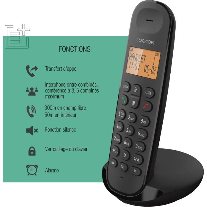 Téléphone fixe sans fil - LOGICOM - DECT ILOA 100 SOLO - Ardoise - Sans répondeur