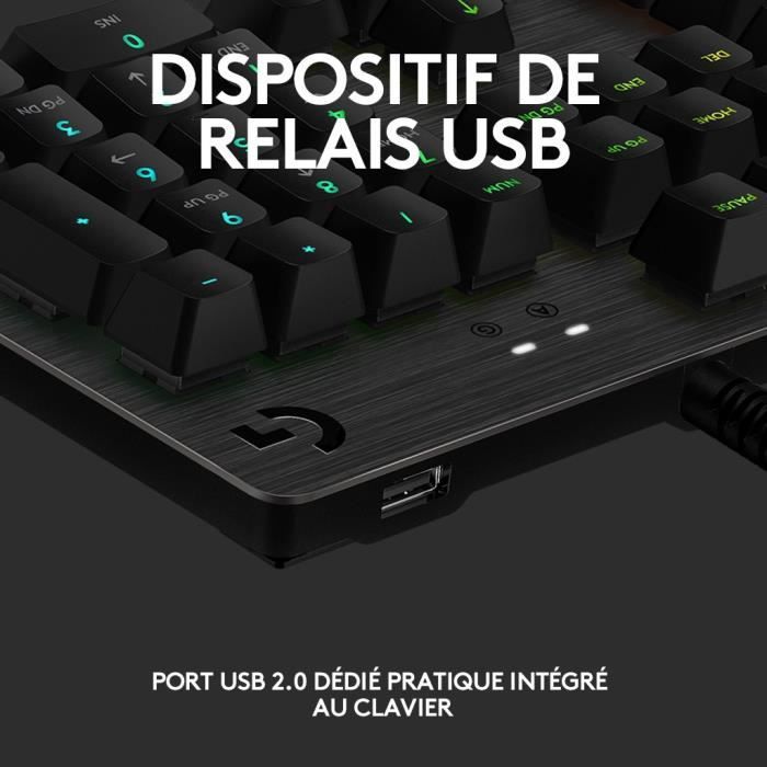 Clavier gamer - Filaire - Logitech G - G513 - AZERTY - Mécanique - RGB - Noir