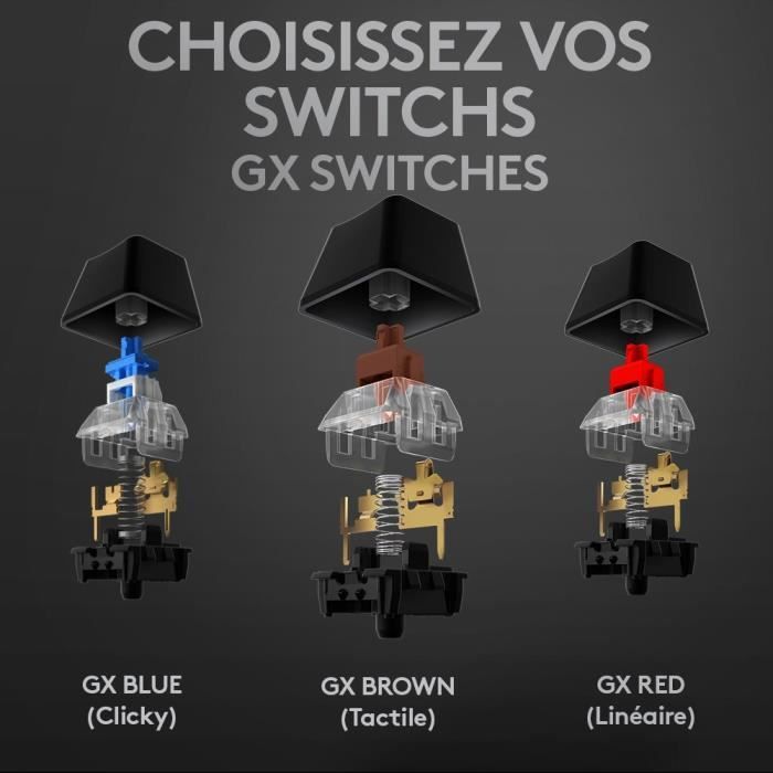 Clavier gamer - Filaire - Logitech G - G512 - GX Brown - AZERTY - Noir