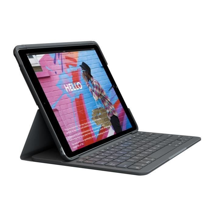Etui clavier pour Ipad 10.2 (7e, 8e, 9e gÈnÈration) - Logitech - Slim Folio Ipad - AZERTY - Gris