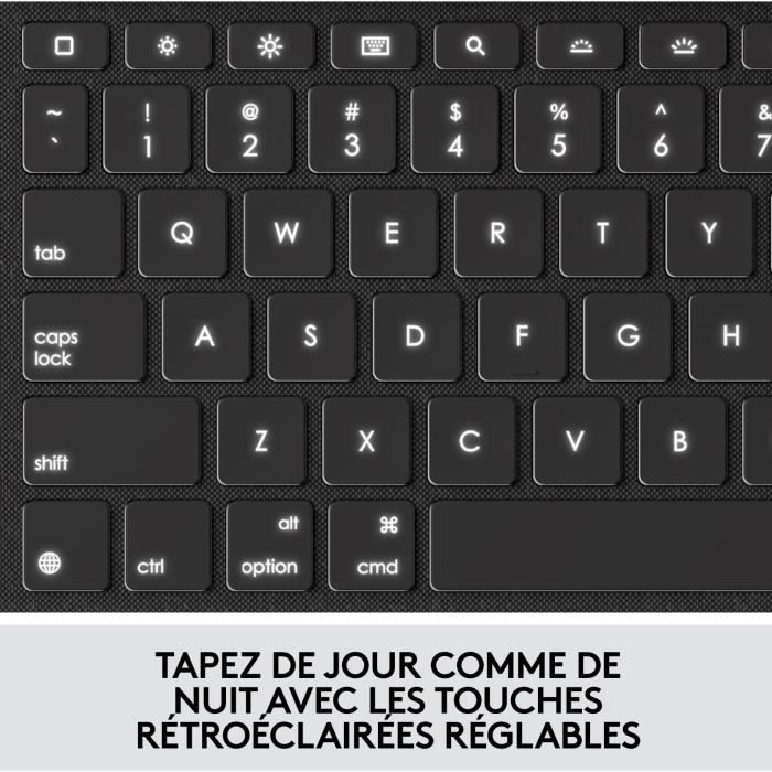 Clavier pour tablette Logitech Etui clavier sans fil Azerty Combo Touch pour iPad 9eme gÈnÈration, 8eme gÈnÈration et 7eme gÈnÈratio