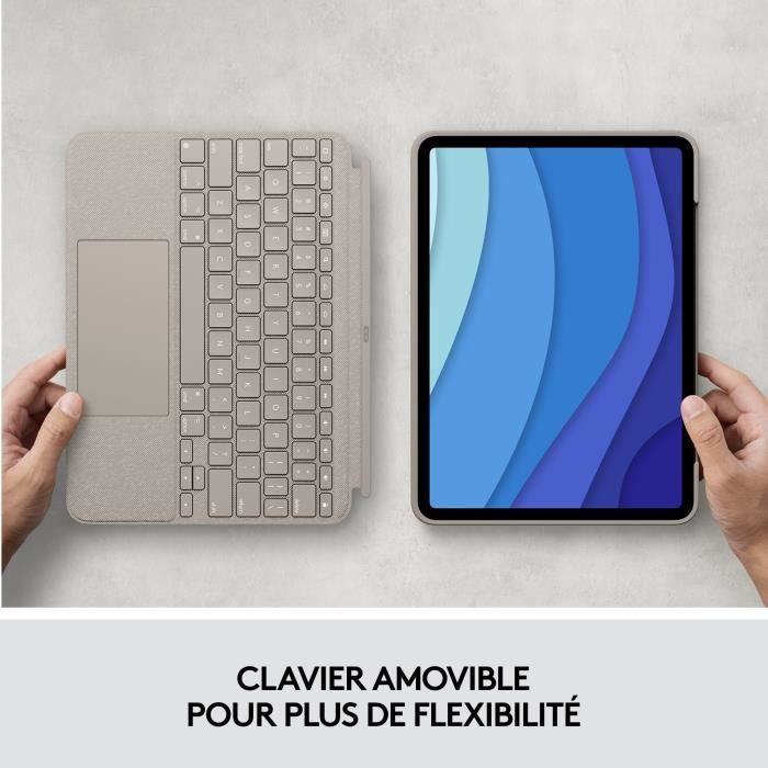 Etui Clavier DÈtachable - LOGITECH - Combo Touch - Pour iPad Pro 11 pouces (1e, 2e, 3e et 4e gÈnÈrations) - Couleur Sable