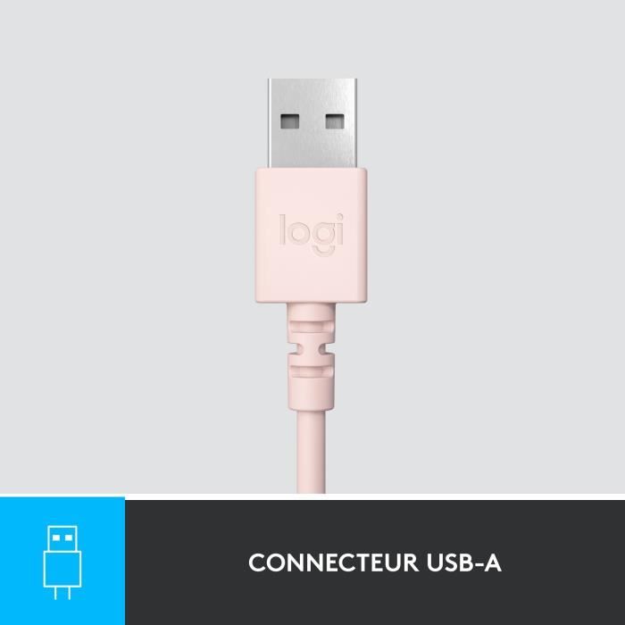 Casque - Filaire - Logitech - H390 - USB - Anti-parasite - Rose