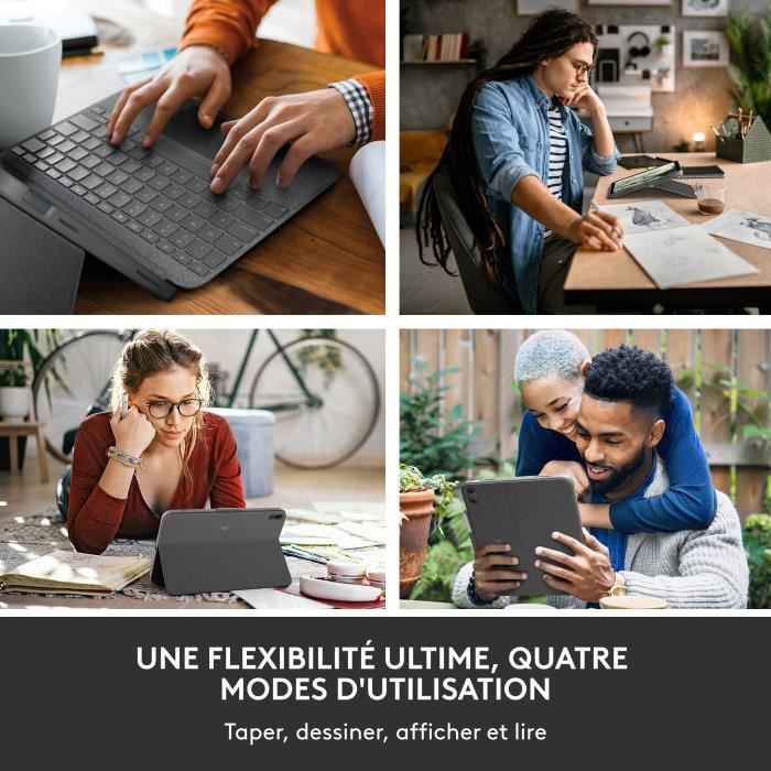 Etui clavier - Logitech - Combo Touch - AZERTY - Pour iPad (10e génération) - Gris