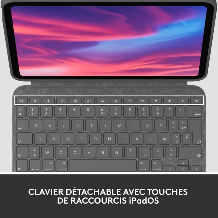 Etui clavier - Logitech - Combo Touch - AZERTY - Pour iPad (10e génération) - Gris