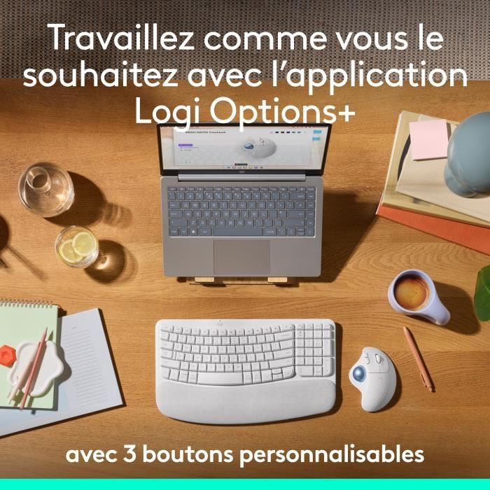 Souris - Sans fil - Logitech - Ergo M575S - Blanc
