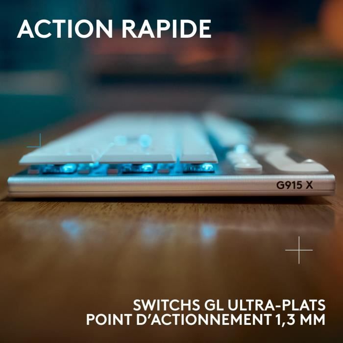 Clavier gamer - Sans fil - Logitech G - G915 X - AZERTY - Mécanique - Blanc
