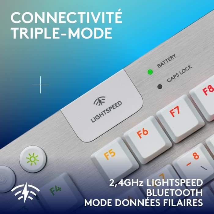 Clavier gamer - sans fil - Logitech G - G915 TKL X - Switch tactile - AZERTY - Blanc