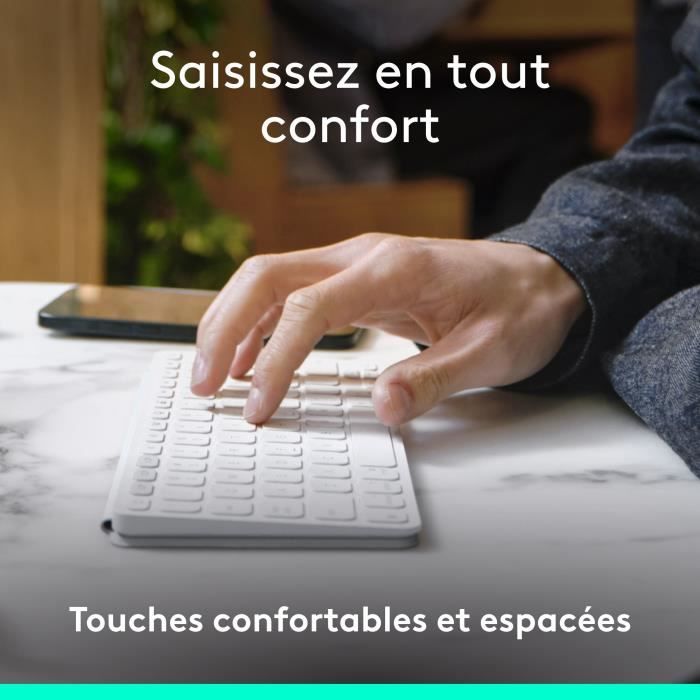 Etui clavier - Logitech - Keys to go 2 - AZERTY - Universel - Gris pâle