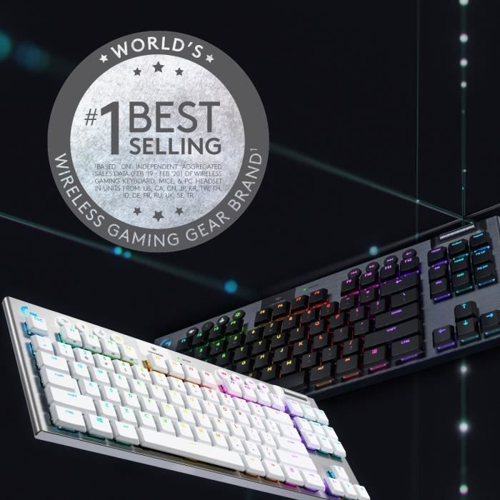 Clavier gamer - Sans fil - Logitech G - G915 TKL - Retroeclaire - AZERTY - Noir