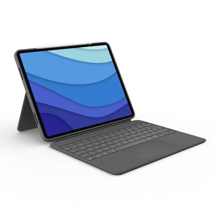 Etui clavier - Logitech - Combo Touch - AZERTY - Pour iPad Pro 12.9" new (5e génération) & iPad Air (5e génération) - Gris