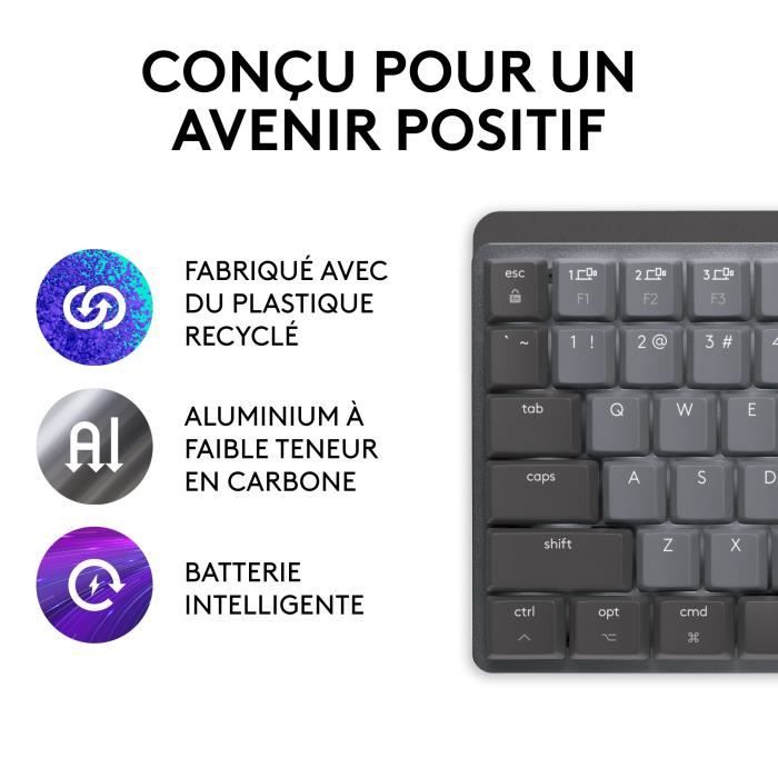Clavier - Sans fil - Logitech - MX Mechanical Mini - Pour Mac - Gris sidÈral