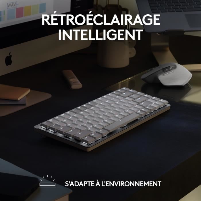 Clavier - Sans fil - Logitech - MX Mechanical Mini - Pour Mac - Gris sidÈral